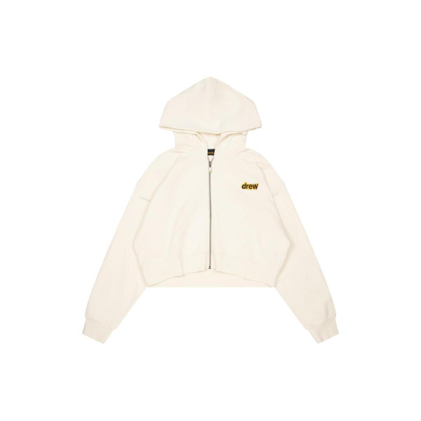Drew House FW22 Cropped Zip Up Hoodie Off-white