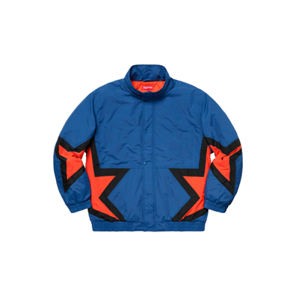 Supreme SS19 Stars Puffy Jacket Royal logo