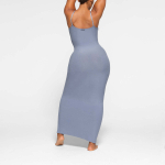 SKIMS SOFT LOUNGE LONG SLIP DRESS SLATE/