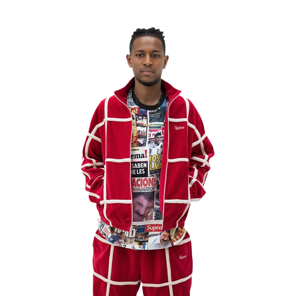 Supreme SS20 Week 5 Grid Taping Velour Jacket