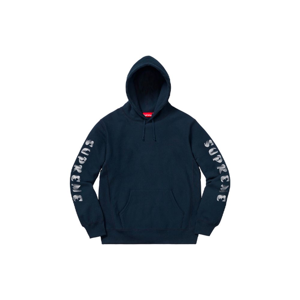 Supreme FW18 Gradient Sleeve Hooded Sweatshirt Navy LOGO