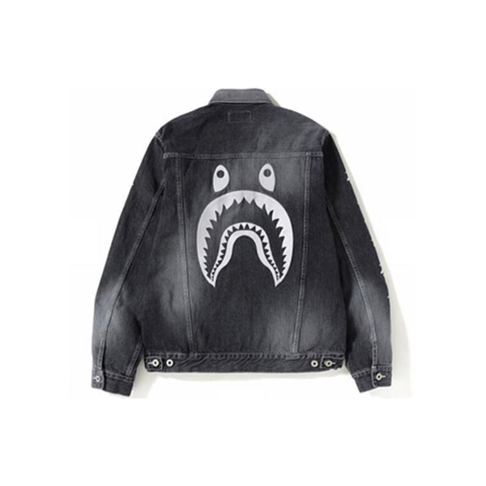 A BATHING APE SHARK DENIM JACKET black