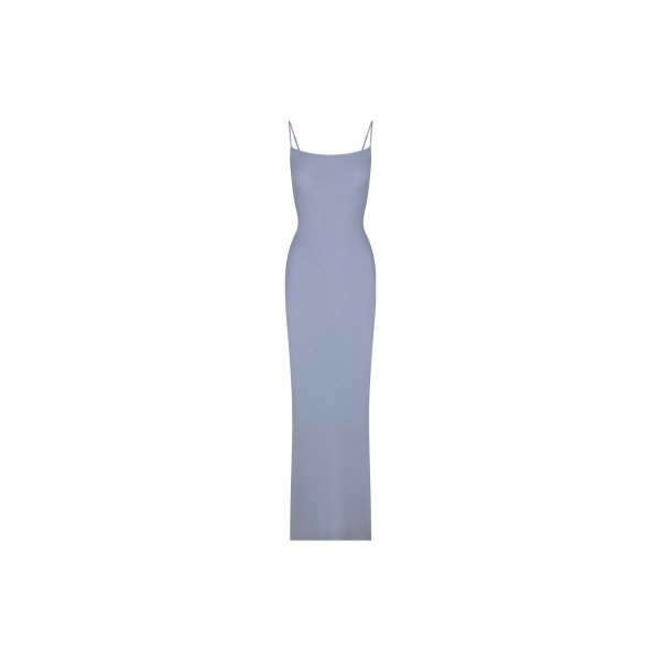 SKIMS SOFT LOUNGE LONG SLIP DRESS SLATE/