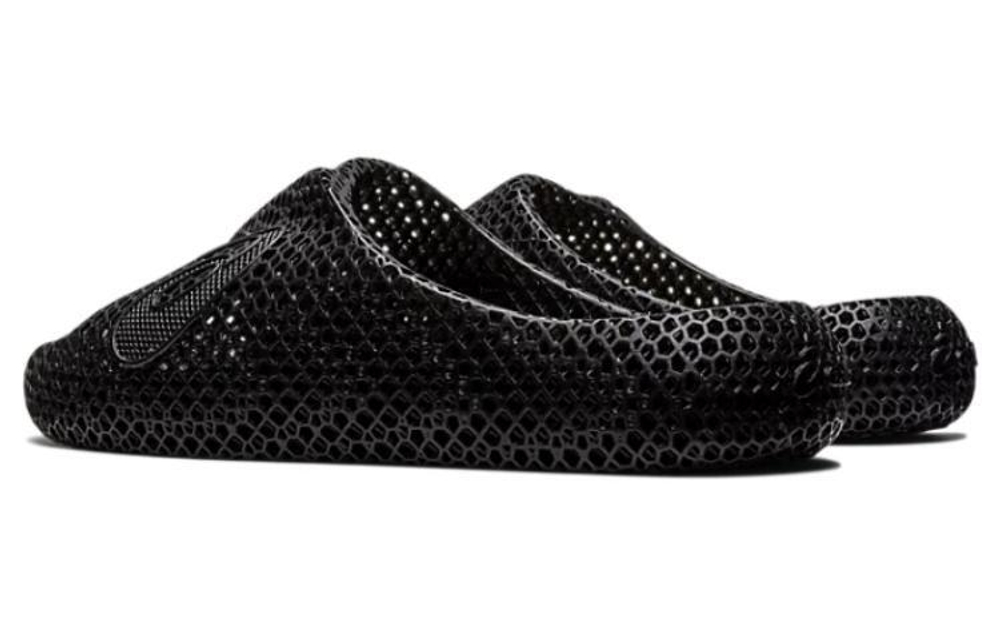 Asics simple hollow non-slip one-word slippers for men and women in the same style black