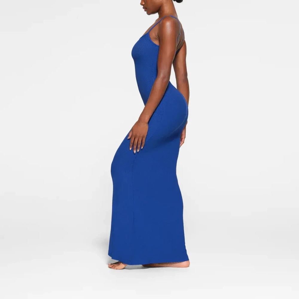 SKIMS SOFT LOUNGE LONG SLIP DRESS /COBALT