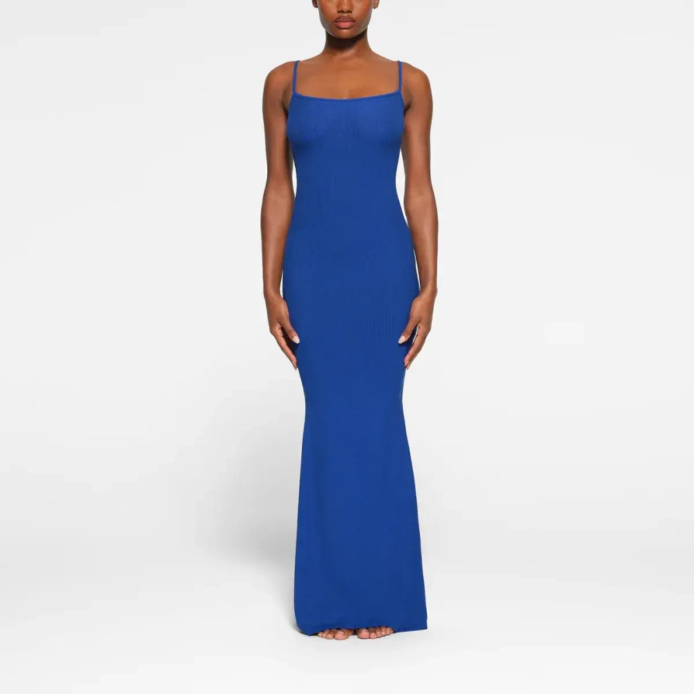SKIMS SOFT LOUNGE LONG SLIP DRESS /COBALT