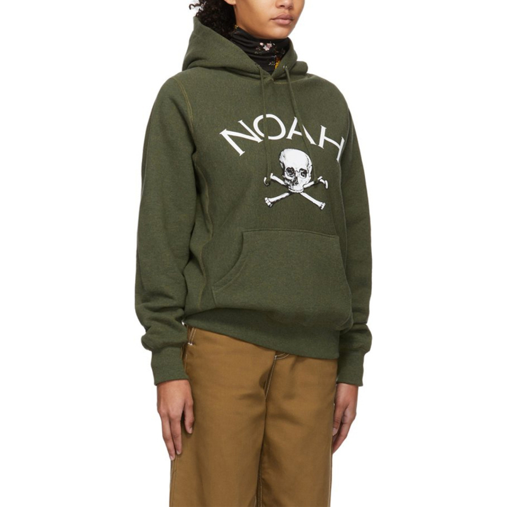 NOAH Nyc Jolly Roger Hoodie Olive Heather