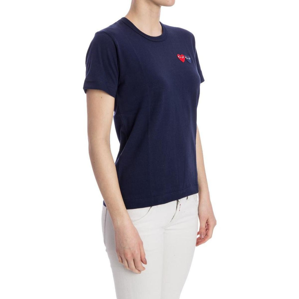 CDG Play Double Heart T-Shirt Navy T