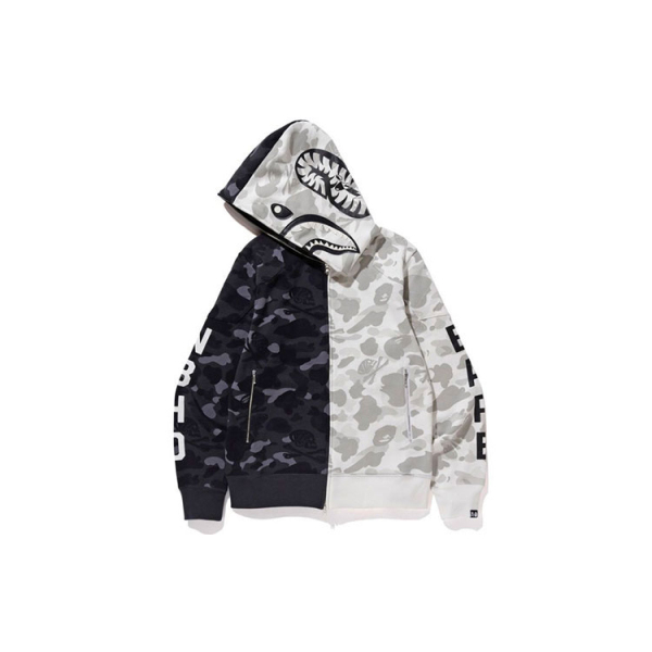 A BATHING APE x neighborhood camo shark full zip hoodie