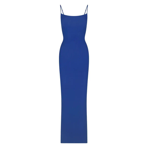 SKIMS SOFT LOUNGE LONG SLIP DRESS /COBALT