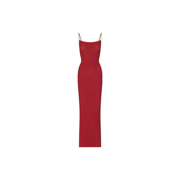 SKIMS SOFT LOUNGE LONG SLIP DRESS BRICK/