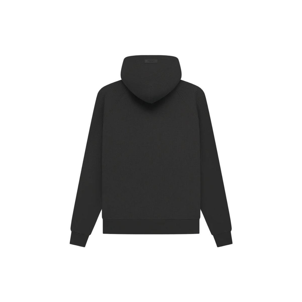 Fear of God Essentials SS23 waffle Raglan Hoodie off Black Logo