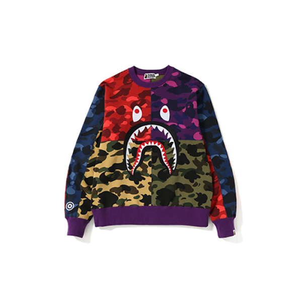 A BATHING APE MIX CAMO SHARK CRAZY WIDE SWEAT multi1
