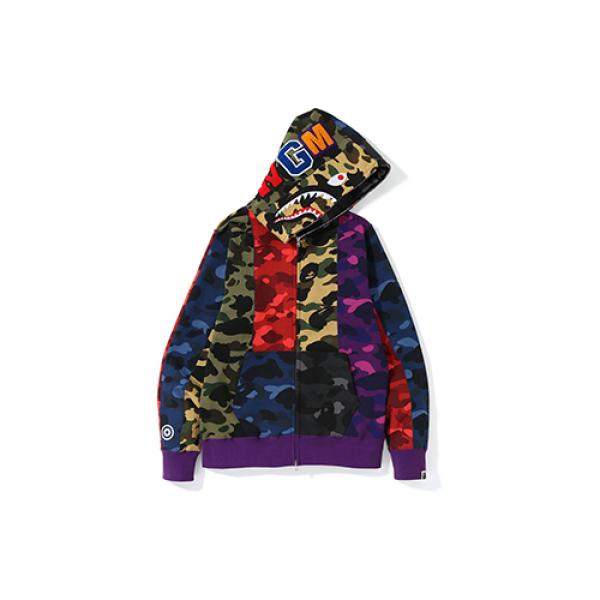A BATHING APE BAPE MIX CAMO CRAZY SHARK FULL ZIP HOODIE