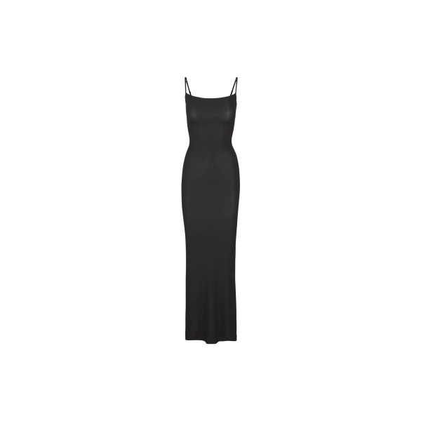SKIMS SOFT LOUNGE LONG SLIP DRESS ONYX/