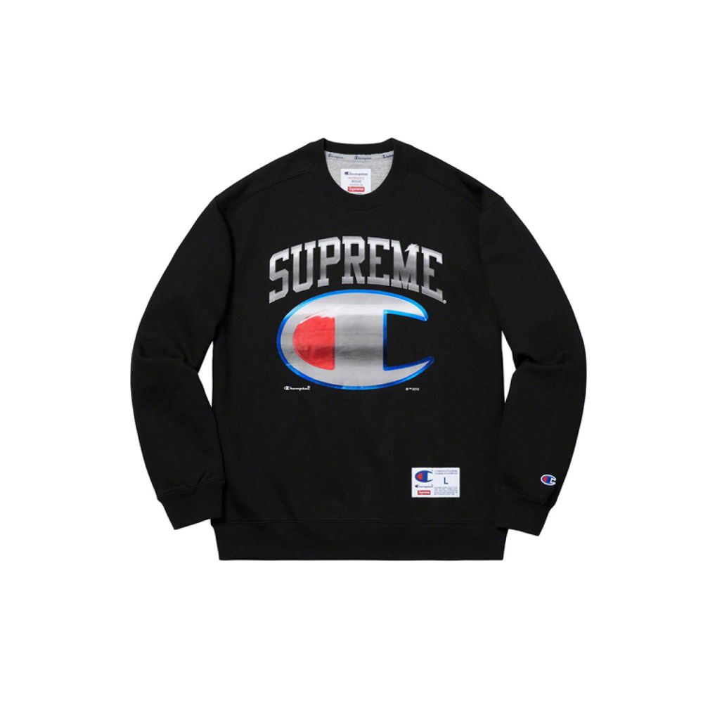 Supreme SS19 x Champion Chrome Crewneck Logo