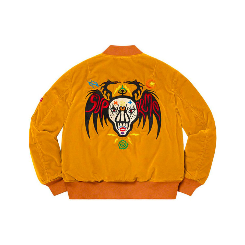 Supreme SS21 Week7 Clayton Patterson Skulls Embroidered Velvet MA-1