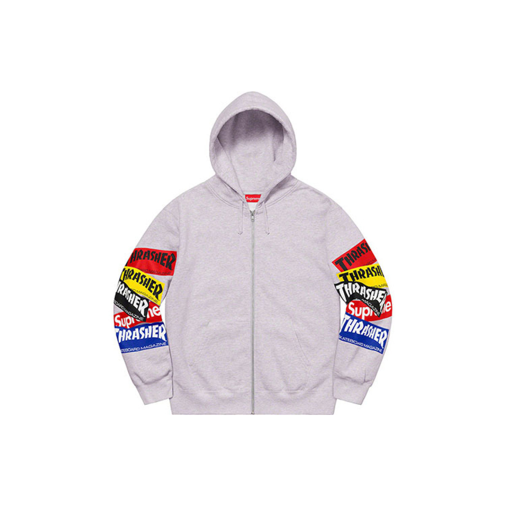Supreme Week 5 x Thrasher Multi Logo Zip Up Hooded Sweatshirt