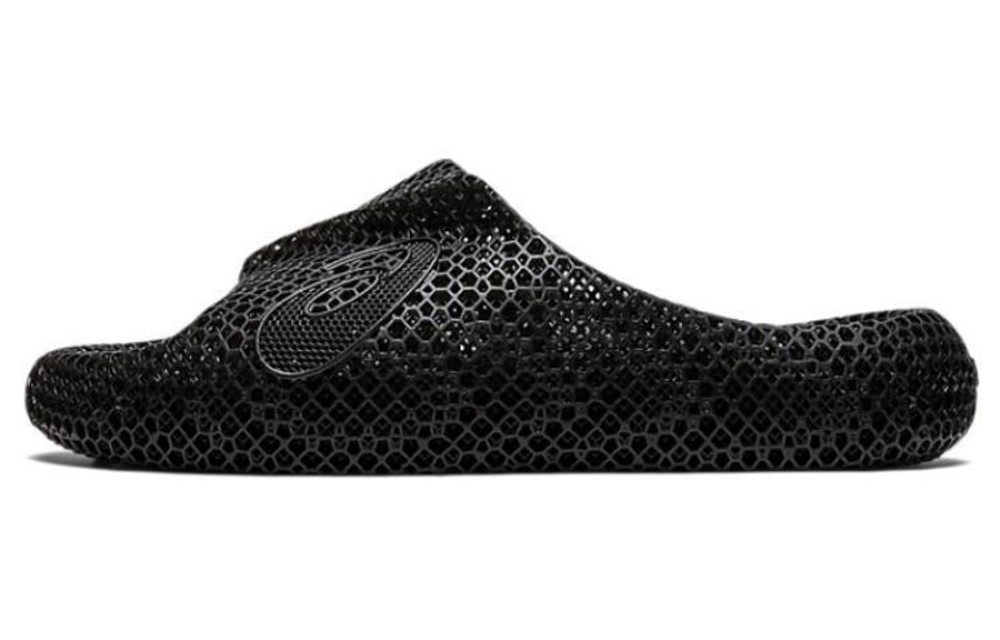 Asics simple hollow non-slip one-word slippers for men and women in the same style black
