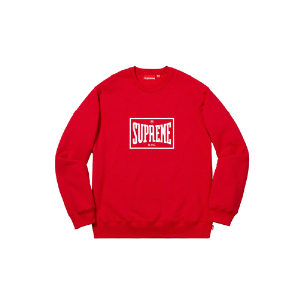 Supreme SS19 Warm Up Crewneck Red logo