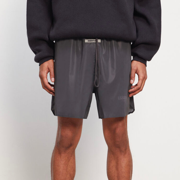Fear of God Essentials FW20 Reflective Volley Shorts Black logo