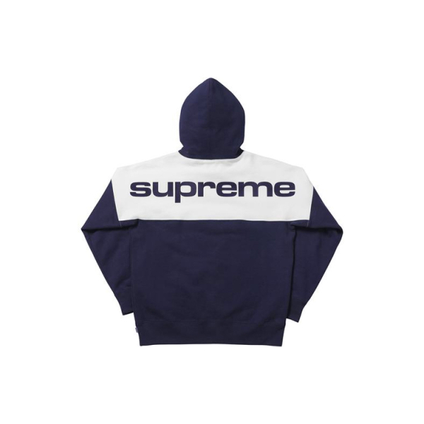 Supreme FW17 Blocked Hoodie Navy Logo