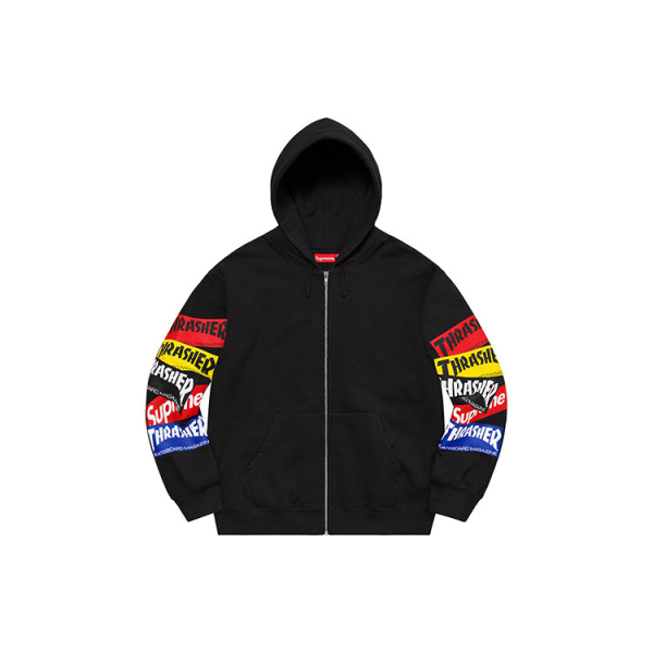 Supreme Week 5 x Thrasher Multi Logo Zip Up Hooded Sweatshirt
