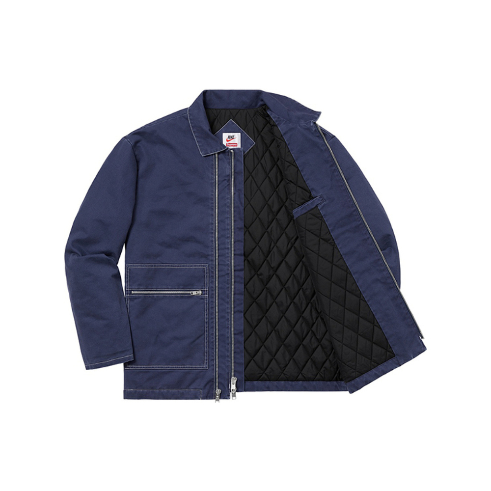 Supreme FW18 x Nike Double Zip Quilted Work Jacket Navy