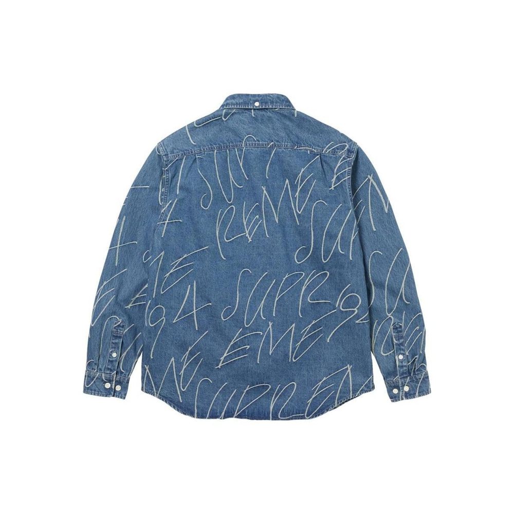 Supreme FW23 WEEK8 HANDWRITING JACQUARD DENIM SHIRT