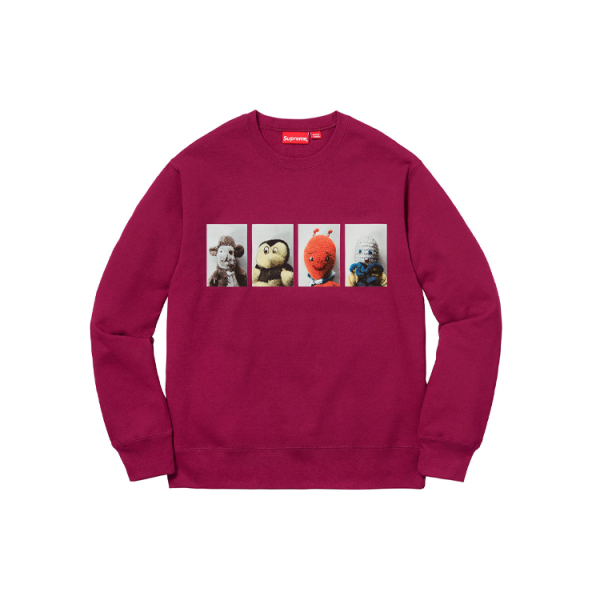 Supreme FW18 x Mike Kelley AhhYouth! Crewneck Sweatshirt Dark Magenta