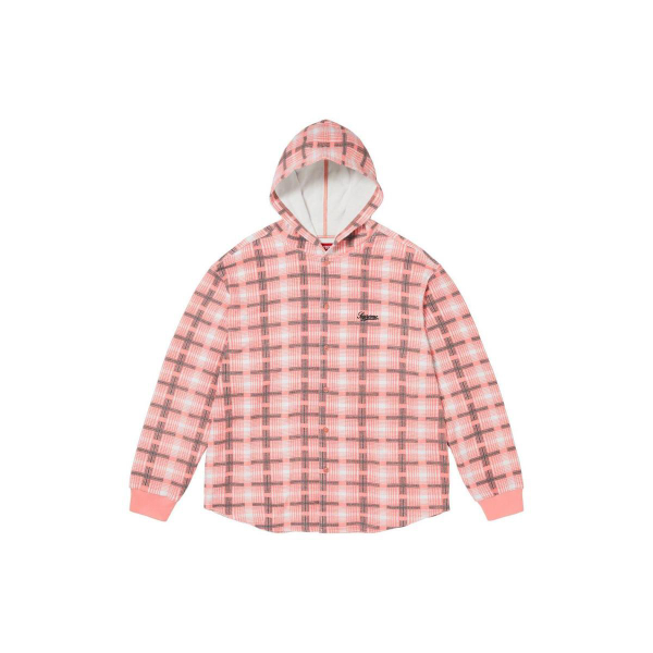 Supreme FW23 WEEK14 HOODED PLAID KNIT SHIRT