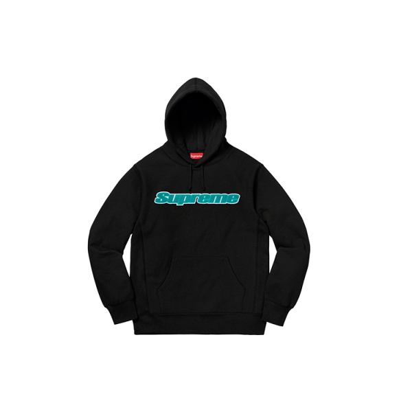 Supreme SS19 Chenille Hooded Sweatshirt Black Logo