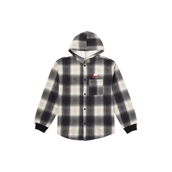 Supreme x Nike Plaid Hooded Sweatshirt Black Logo