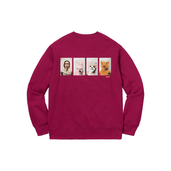 Supreme FW18 x Mike Kelley AhhYouth! Crewneck Sweatshirt Dark Magenta