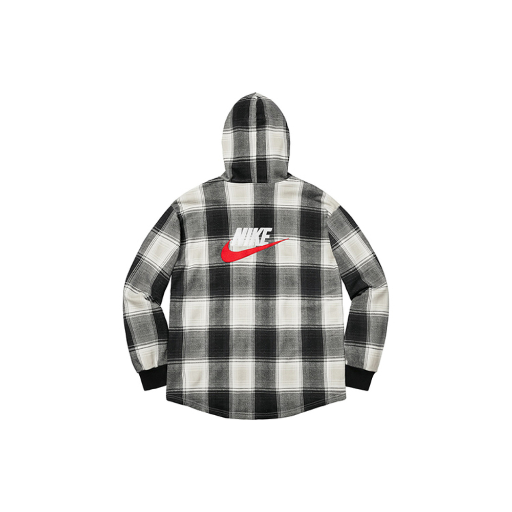 Supreme x Nike Plaid Hooded Sweatshirt Black Logo