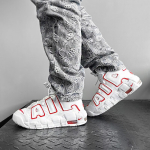 Nike Air More Uptempo "White Varsity Red Outline" 2021