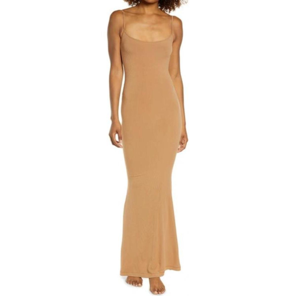 SKIMS SOFT LOUNGE LONG SLIP DRESS /CAMEL