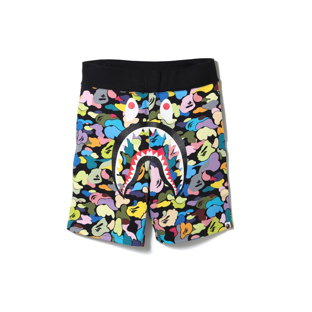 BAPE Multi Camo Shark Sweat Shorts Black