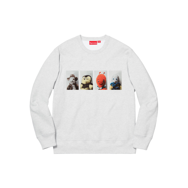 Supreme FW18 Mike Kelley AhhYouth! Crewneck Sweatshirt Ash Grey