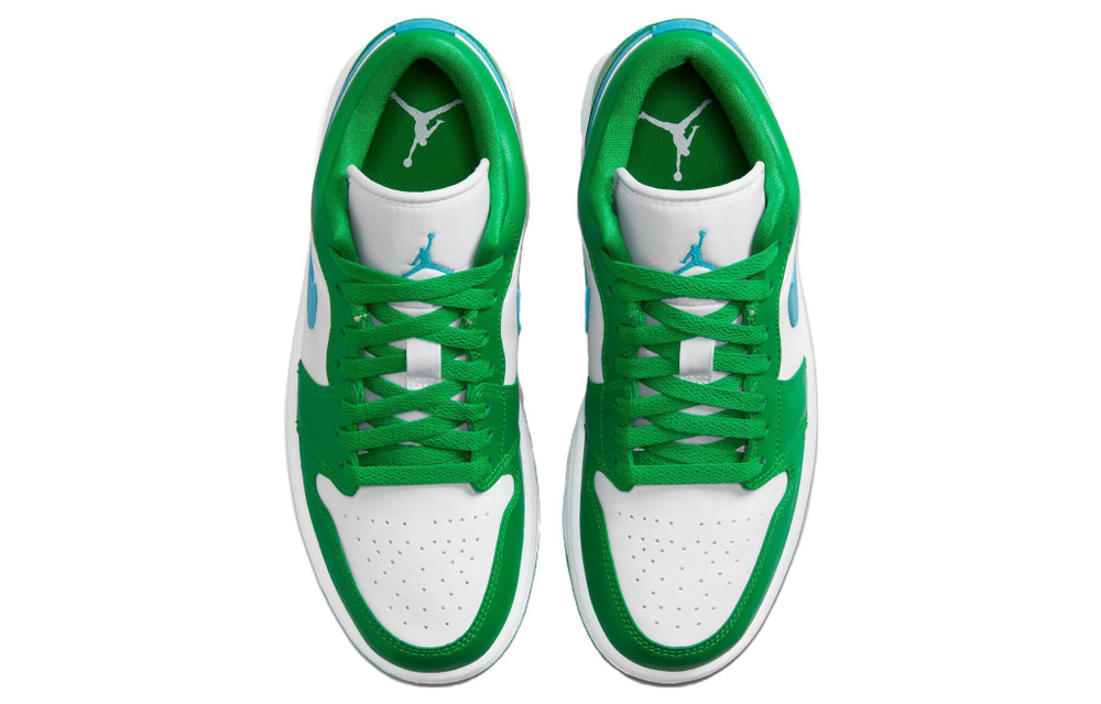 Jordan Air Jordan 1 Low leather trend retro details exquisite shock absorption non-slip wear-resistant low-cut retro basketball shoes women's white, green and blue