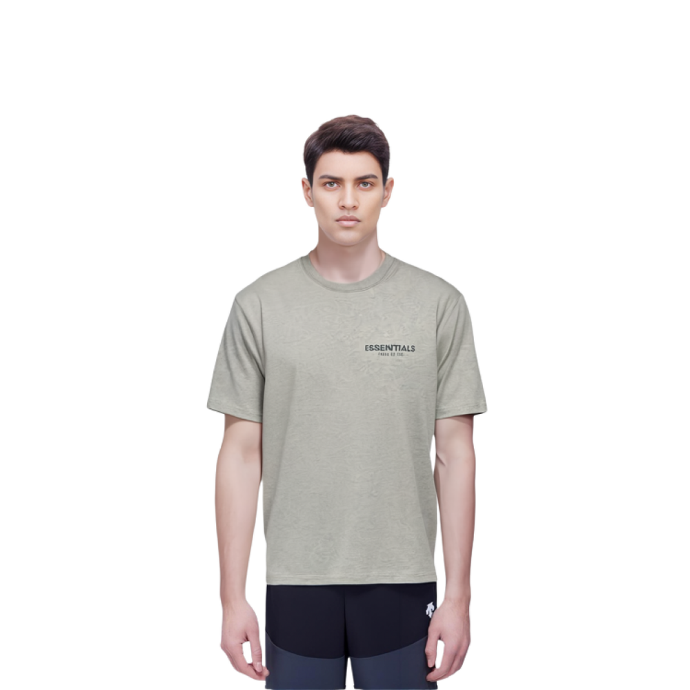 Fear of God Essentials FW21 SS Tee Dark Heather Oatmeal Logo T