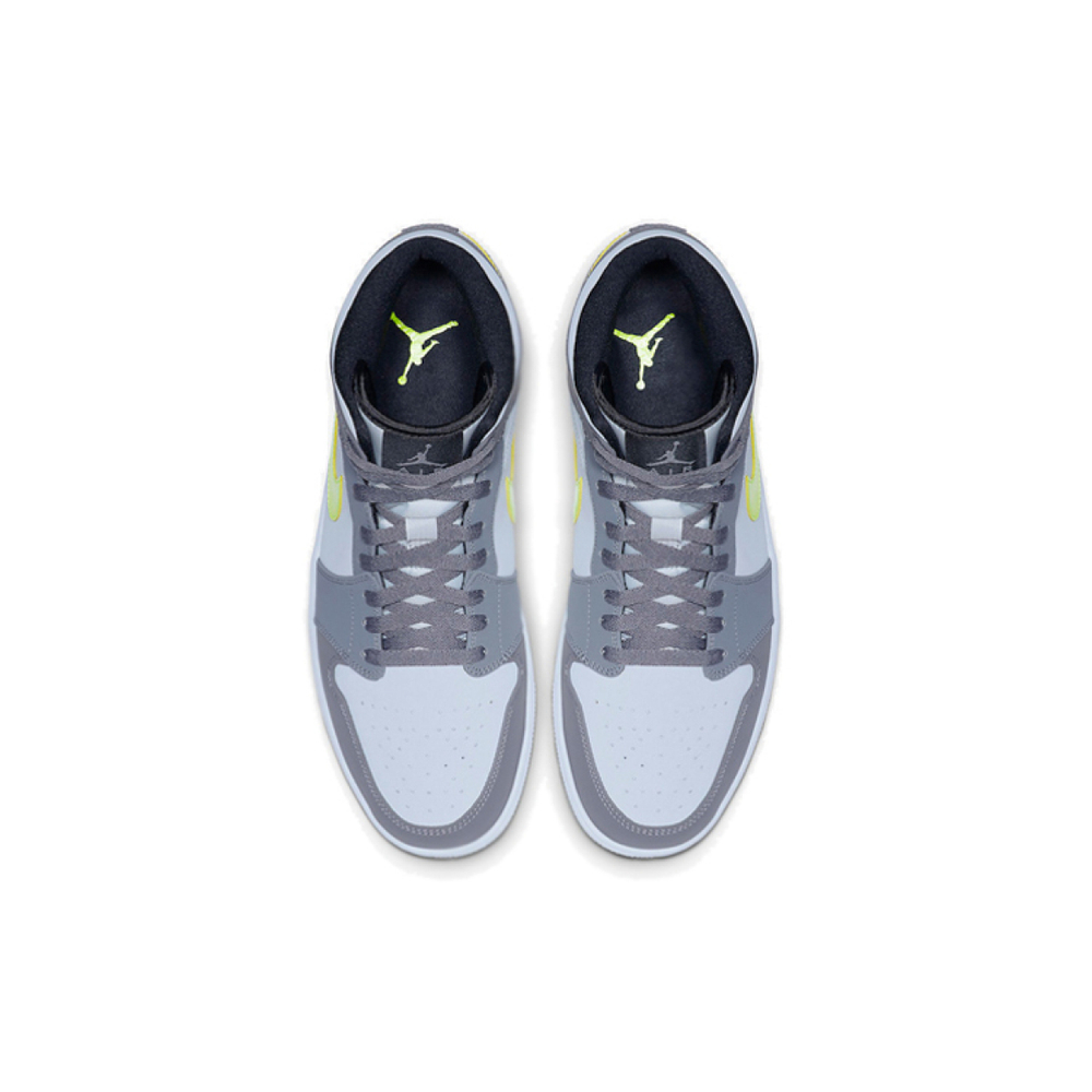 Jordan Air Jordan 1 Mid Neon Yellow Grey