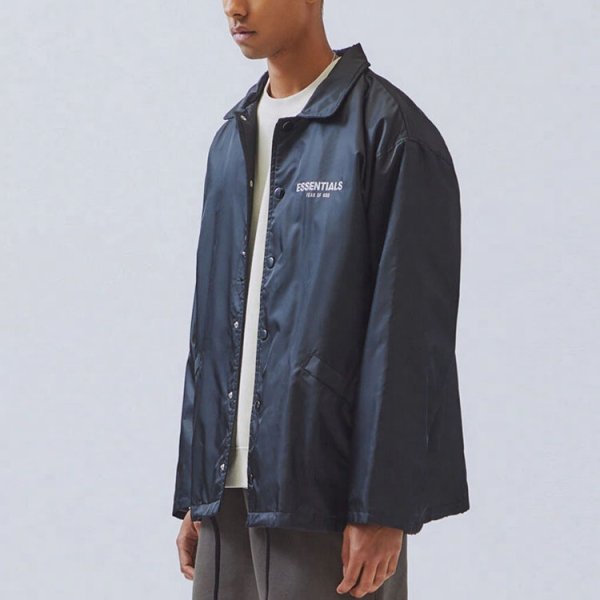 Fear of God Essentials Coach Jacket Black Logo