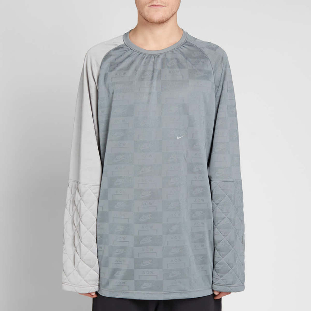 Nike x A-COLD-WALL* Grey Half Quilted Long Sleeves Tee Logo T
