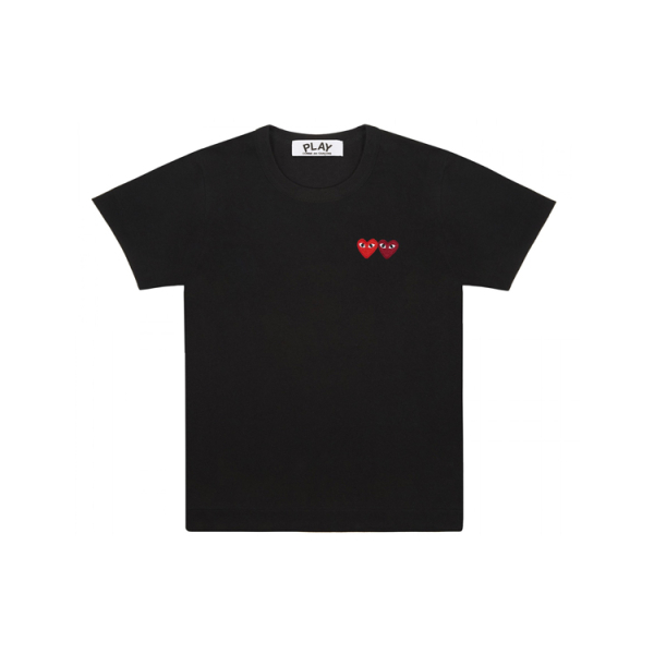 CDG Play Double Heart T-Shirt Black T