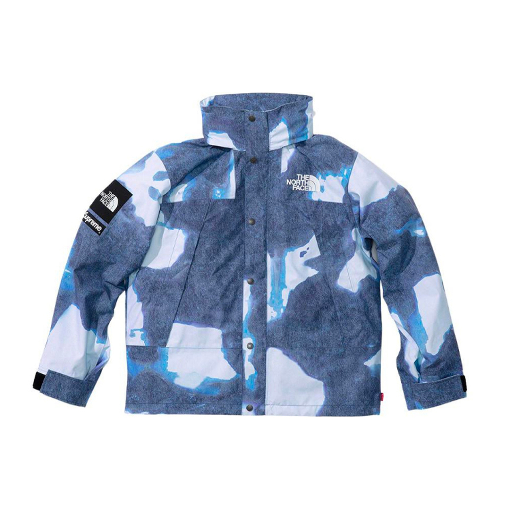 Supreme Week 17 x The North Face Bleached Denim Print Mountain Jacket