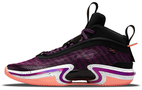 Jordan Air Jordan 36 PF "First Light" fabric synthetic leather TPU UV shock absorption, non-slip, wear-resistant wrapping support, mid-cut actual combat basketball shoes for men and women with the same black and purple domestic version