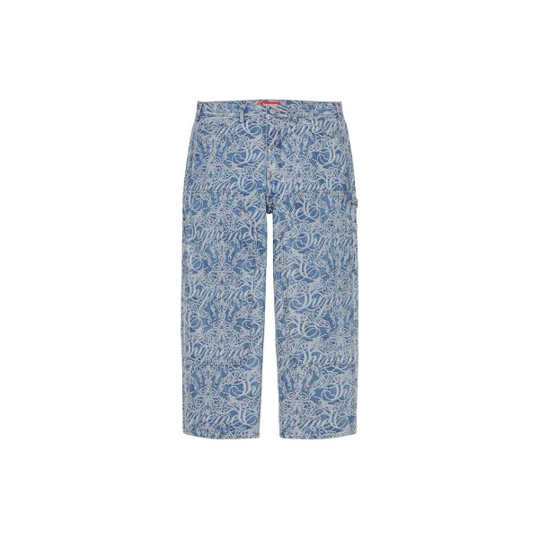 Supreme FW22 Week 10 Script Jacquard Double Knee Denim Painter Pant