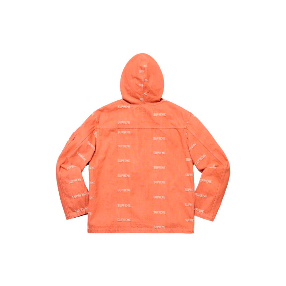 Supreme SS19 Logo Denim Turnout Jacket Orange Logo