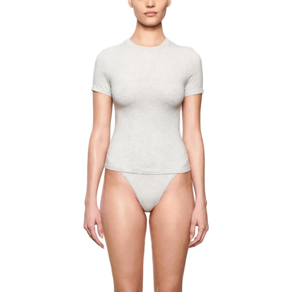 SKIMS COTTON JERSEY T-SHIRT T /LIGHT HEATHER GREY